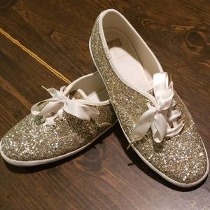 Kate Spade Gold Glitter Keds-worn once